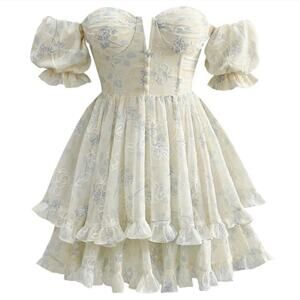 Adeirlina Summer in Tuscany Mini Dress size XS floral coquette milkmaid fairy